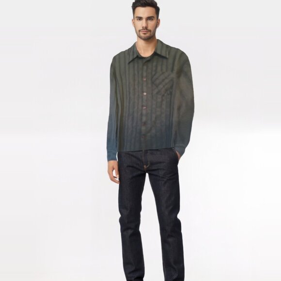 Ezekiel Mens Olive Green Stripe Pattern Shirt Size XL - Picture 8 of 8